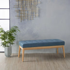 Saxon Mid-century Tufted Fabric Ottoman Bench by  - 43.00 L x 15.75 W x 17.00 H