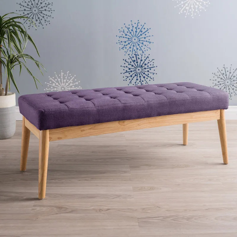 Saxon Mid-century Tufted Fabric Ottoman Bench by  - 43.00 L x 15.75 W x 17.00 H
