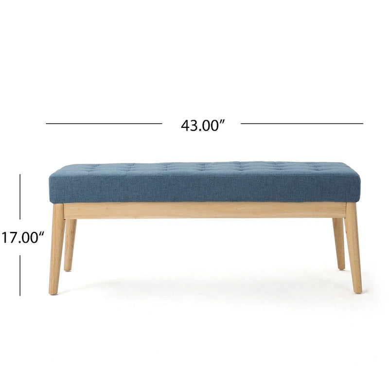 Saxon Mid-century Tufted Fabric Ottoman Bench by  - 43.00 L x 15.75 W x 17.00 H