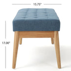 Saxon Mid-century Tufted Fabric Ottoman Bench by  - 43.00 L x 15.75 W x 17.00 H