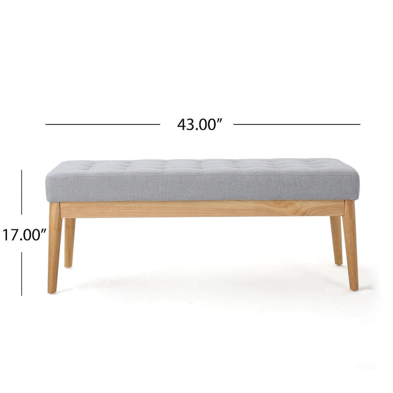 Saxon Mid-century Tufted Fabric Ottoman Bench by  - 43.00 L x 15.75 W x 17.00 H