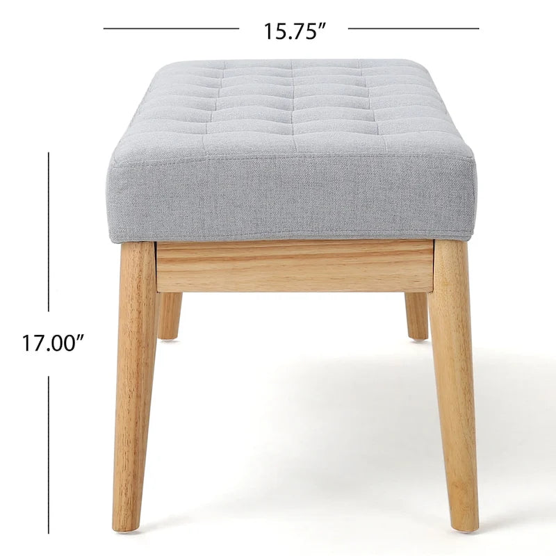 Saxon Mid-century Tufted Fabric Ottoman Bench by  - 43.00 L x 15.75 W x 17.00 H