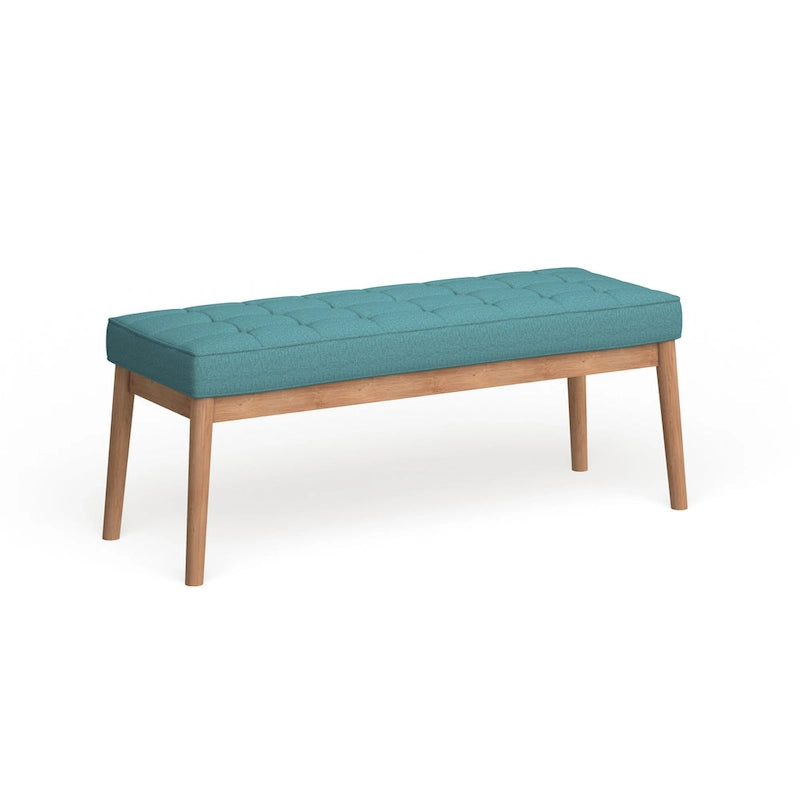 Saxon Mid-century Tufted Fabric Ottoman Bench by  - 43.00 L x 15.75 W x 17.00 H