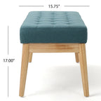 Saxon Mid-century Tufted Fabric Ottoman Bench by  - 43.00 L x 15.75 W x 17.00 H