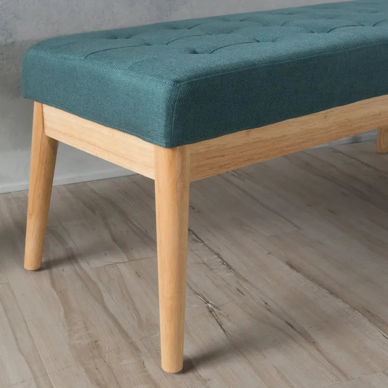 Saxon Mid-century Tufted Fabric Ottoman Bench by  - 43.00 L x 15.75 W x 17.00 H