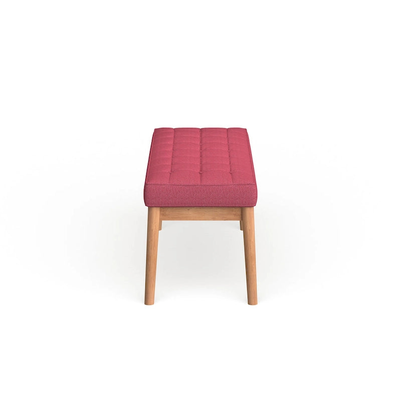 Saxon Mid-century Tufted Fabric Ottoman Bench by  - 43.00 L x 15.75 W x 17.00 H