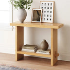 Virgo Farmhouse 2-Tier Console Table in Wire-Brushed Wood Finish