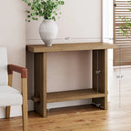 Virgo Farmhouse 2-Tier Console Table in Wire-Brushed Wood Finish