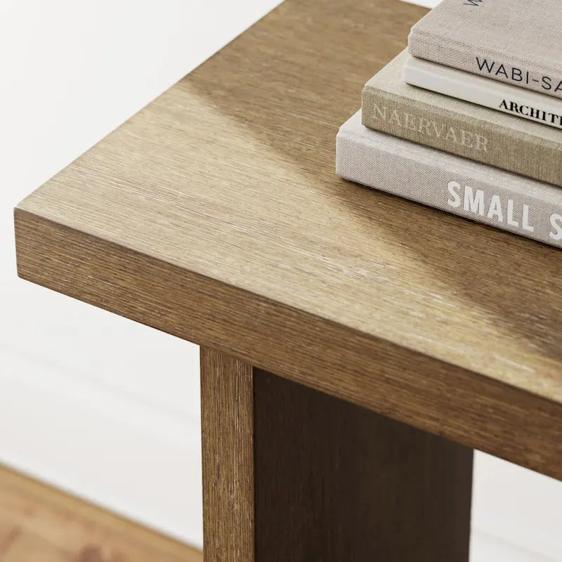 Virgo Farmhouse 2-Tier Console Table in Wire-Brushed Wood Finish