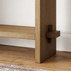 Virgo Farmhouse 2-Tier Console Table in Wire-Brushed Wood Finish