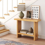 Virgo Farmhouse 2-Tier Console Table in Wire-Brushed Wood Finish