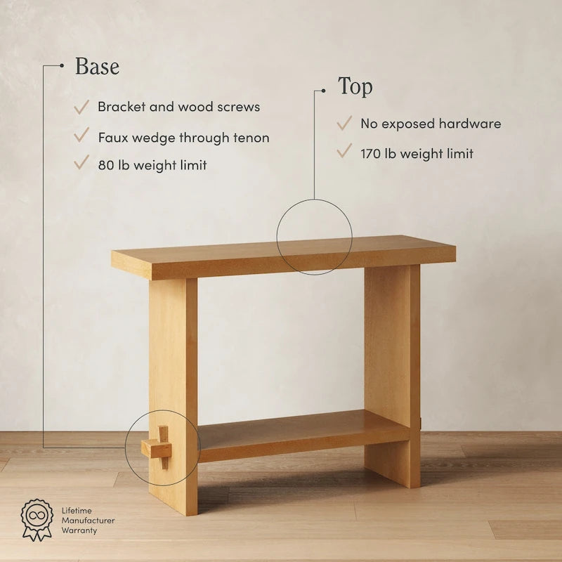 Virgo Farmhouse 2-Tier Console Table in Wire-Brushed Wood Finish