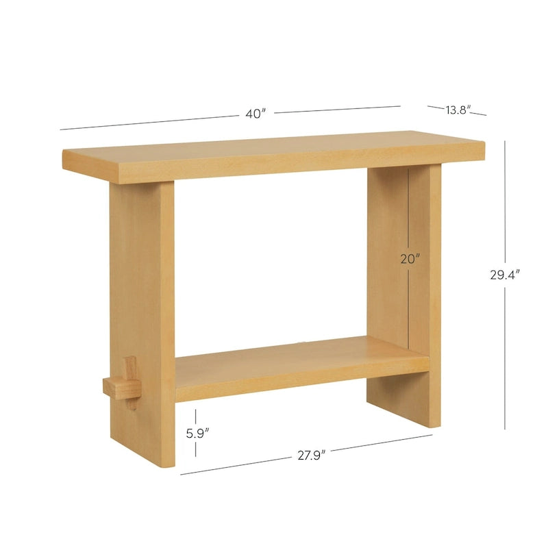 Virgo Farmhouse 2-Tier Console Table in Wire-Brushed Wood Finish