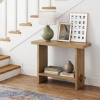 Virgo Farmhouse 2-Tier Console Table in Wire-Brushed Wood Finish