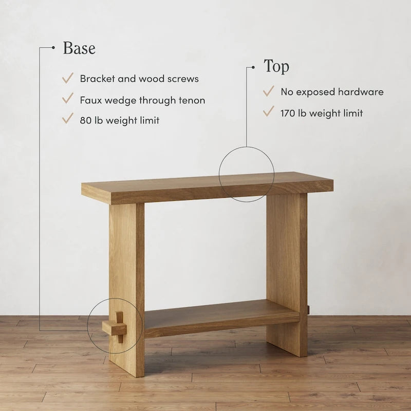 Virgo Farmhouse 2-Tier Console Table in Wire-Brushed Wood Finish