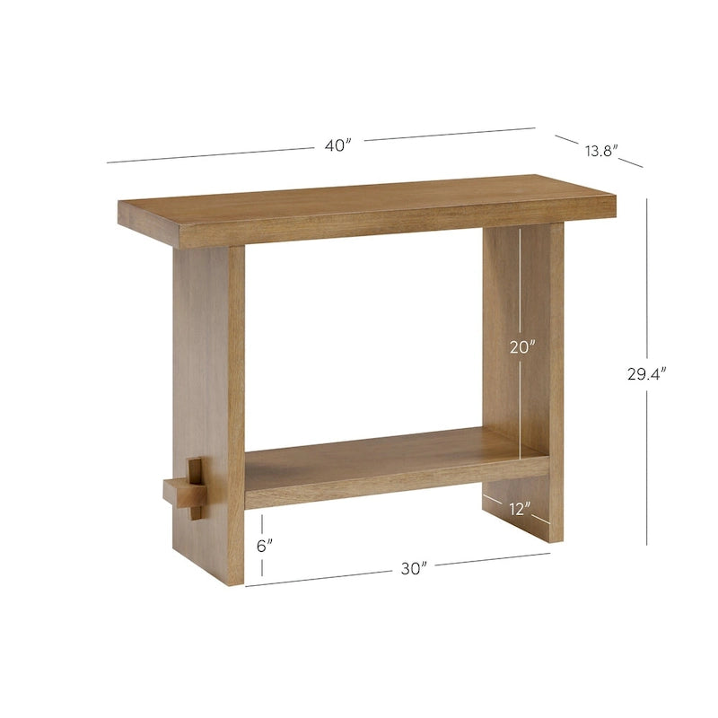 Virgo Farmhouse 2-Tier Console Table in Wire-Brushed Wood Finish