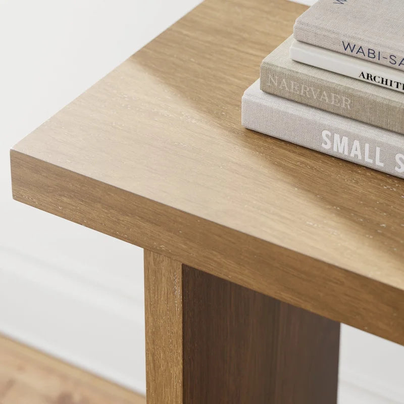 Virgo Farmhouse 2-Tier Console Table in Wire-Brushed Wood Finish
