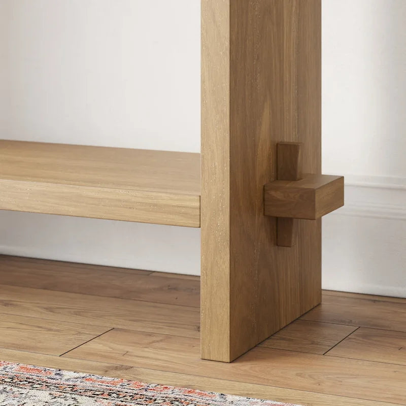Virgo Farmhouse 2-Tier Console Table in Wire-Brushed Wood Finish