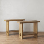 Virgo Farmhouse 2-Tier Console Table in Wire-Brushed Wood Finish