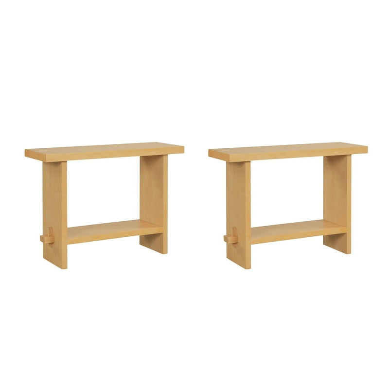 Virgo Farmhouse 2-Tier Console Table in Wire-Brushed Wood Finish