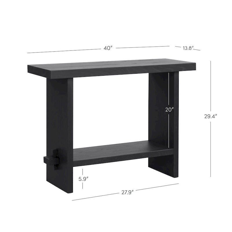Virgo Farmhouse 2-Tier Console Table in Wire-Brushed Wood Finish