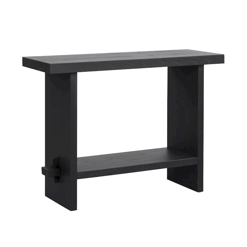 Virgo Farmhouse 2-Tier Console Table in Wire-Brushed Wood Finish