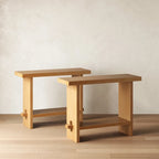 Virgo Farmhouse 2-Tier Console Table in Wire-Brushed Wood Finish