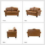 Angel Transitional Genuine Leather Sofa With Tufted Back by