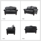 Angel Transitional Genuine Leather Sofa With Tufted Back by