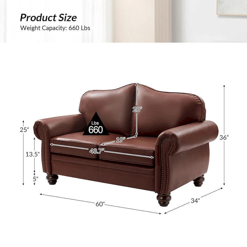 Angel Transitional Genuine Leather Sofa With Tufted Back by