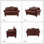 Angel Transitional Genuine Leather Sofa With Tufted Back by