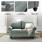 Angel Transitional Genuine Leather Sofa With Tufted Back by