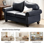 Angel Transitional Genuine Leather Sofa With Tufted Back by