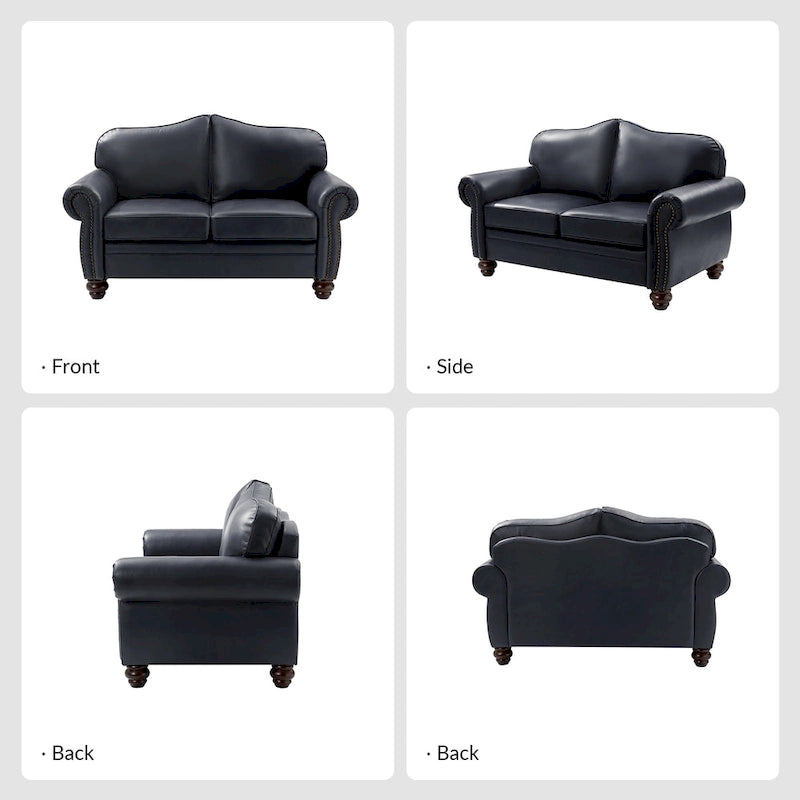 Angel Transitional Genuine Leather Sofa With Tufted Back by