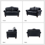 Angel Transitional Genuine Leather Sofa With Tufted Back by
