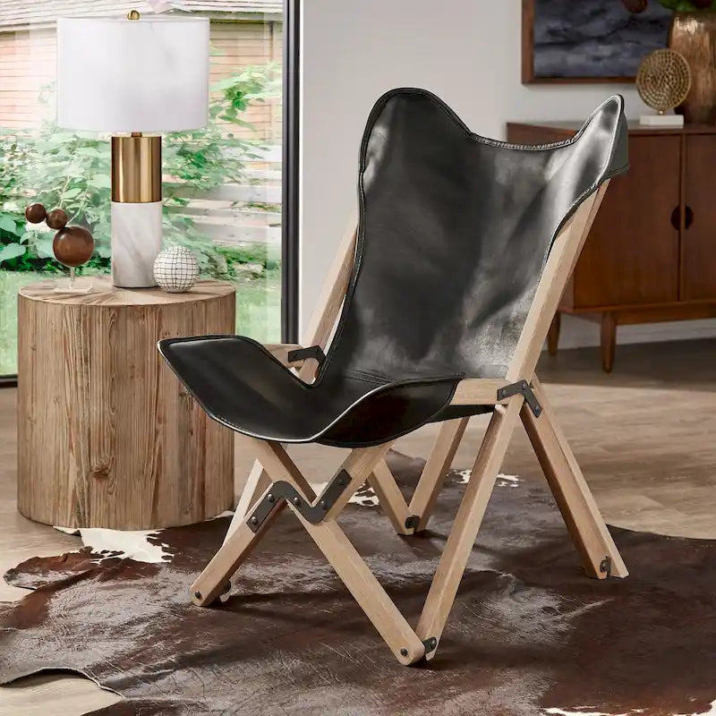 Cantu Genuine Top Grain Leather Tripolina Sling Chair by
