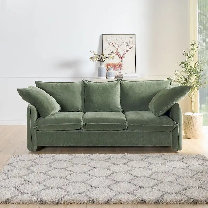 Mid-Century Modern 3-Seater Soft Sofa for Living Room, Apartment, Lounge, Bedroom