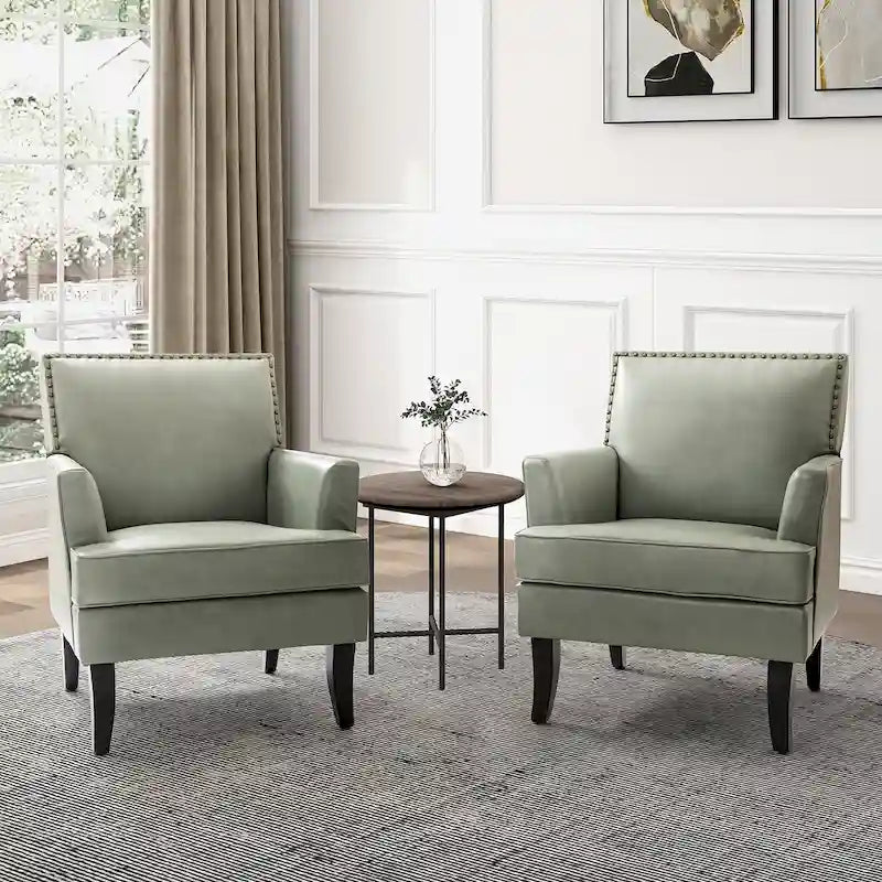Nileus Modern Classic Polyester Accent Chair with Solid Wooden Legs Set of 2 by