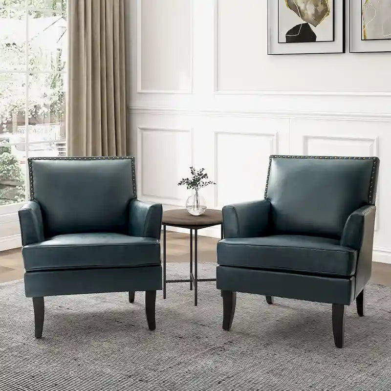 Nileus Modern Classic Polyester Accent Chair with Solid Wooden Legs Set of 2 by