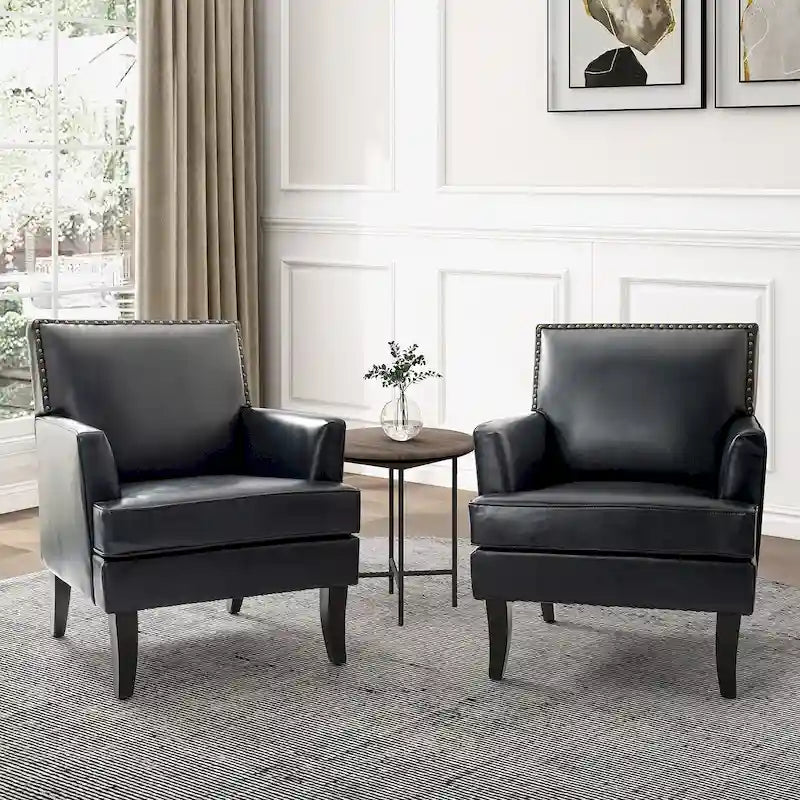 Nileus Modern Classic Polyester Accent Chair with Solid Wooden Legs Set of 2 by