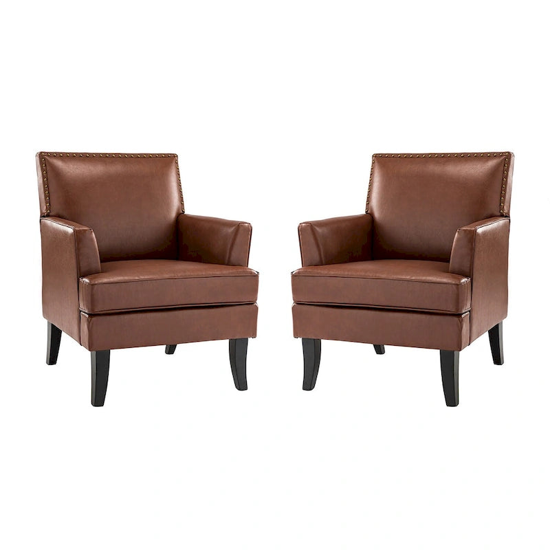 Nileus Modern Classic Polyester Accent Chair with Solid Wooden Legs Set of 2 by