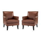 Nileus Modern Classic Polyester Accent Chair with Solid Wooden Legs Set of 2 by