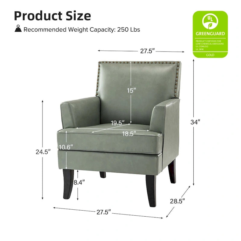 Nileus Modern Classic Polyester Accent Chair with Solid Wooden Legs Set of 2 by