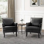 Nileus Modern Classic Polyester Accent Chair with Solid Wooden Legs Set of 2 by