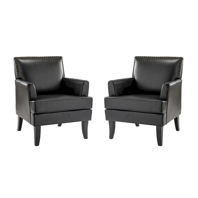 Nileus Modern Classic Polyester Accent Chair with Solid Wooden Legs Set of 2 by