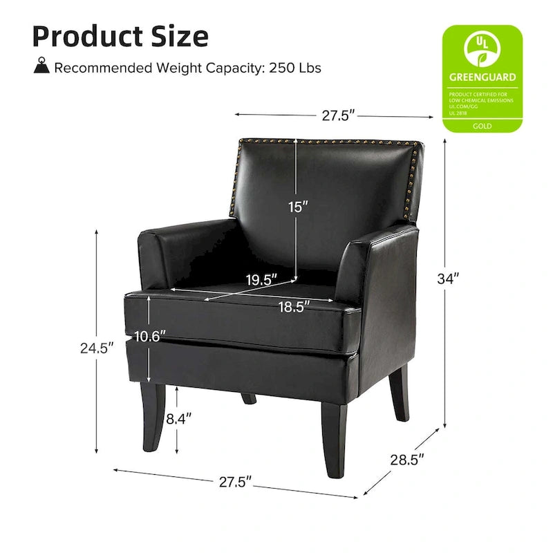 Nileus Modern Classic Polyester Accent Chair with Solid Wooden Legs Set of 2 by