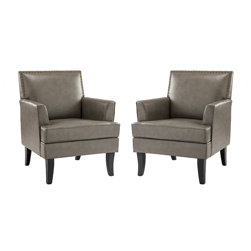 Nileus Modern Classic Polyester Accent Chair with Solid Wooden Legs Set of 2 by