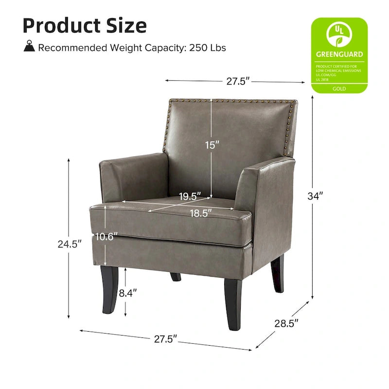 Nileus Modern Classic Polyester Accent Chair with Solid Wooden Legs Set of 2 by
