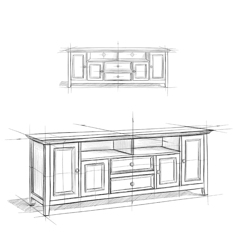 Halifax 72 inch Wide Solid Wood Transitional TV Stand - 72w x 19d x 26 h