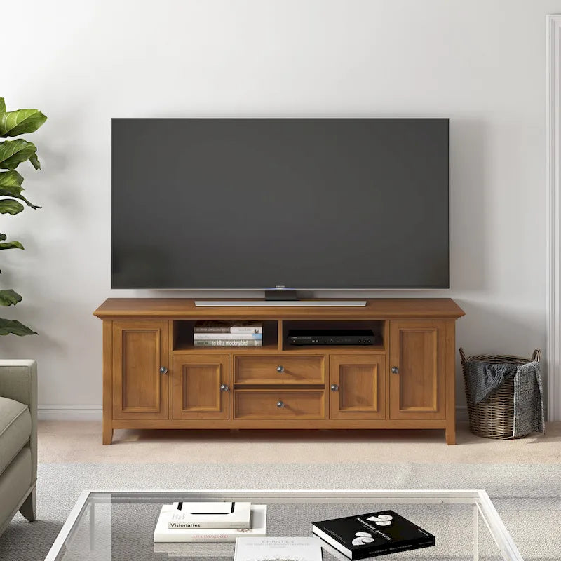 Halifax 72 inch Wide Solid Wood Transitional TV Stand - 72w x 19d x 26 h
